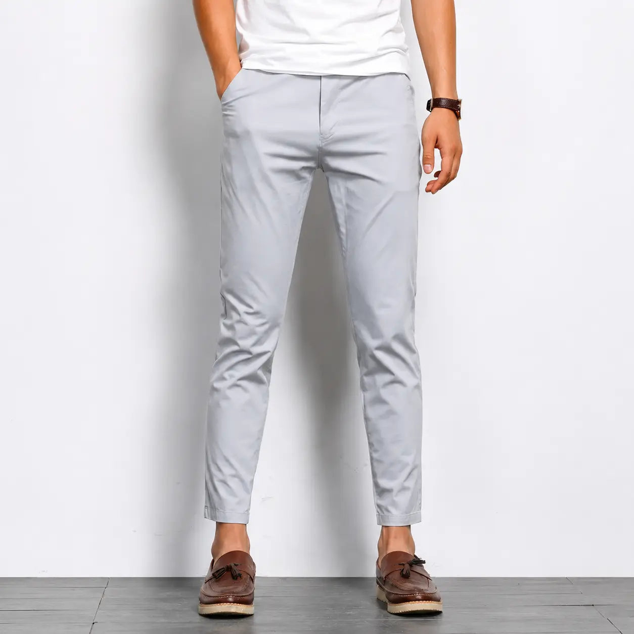 Silver Grey Cotton Chino