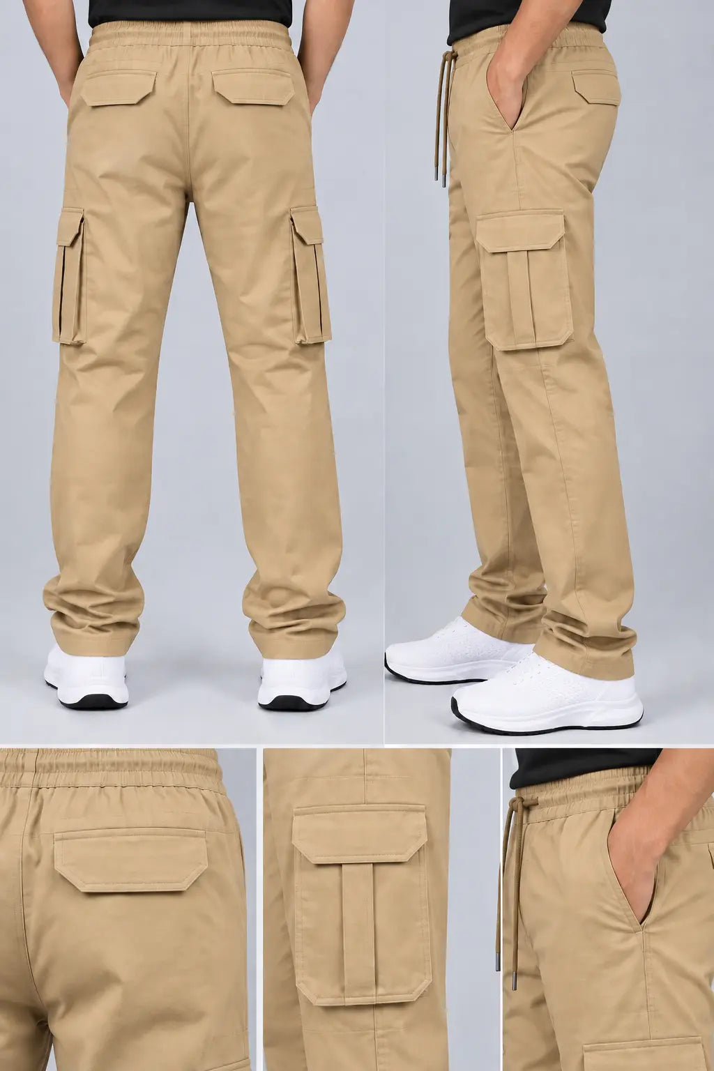 6 Pocket Relaxed Fit Cargo - Khaki