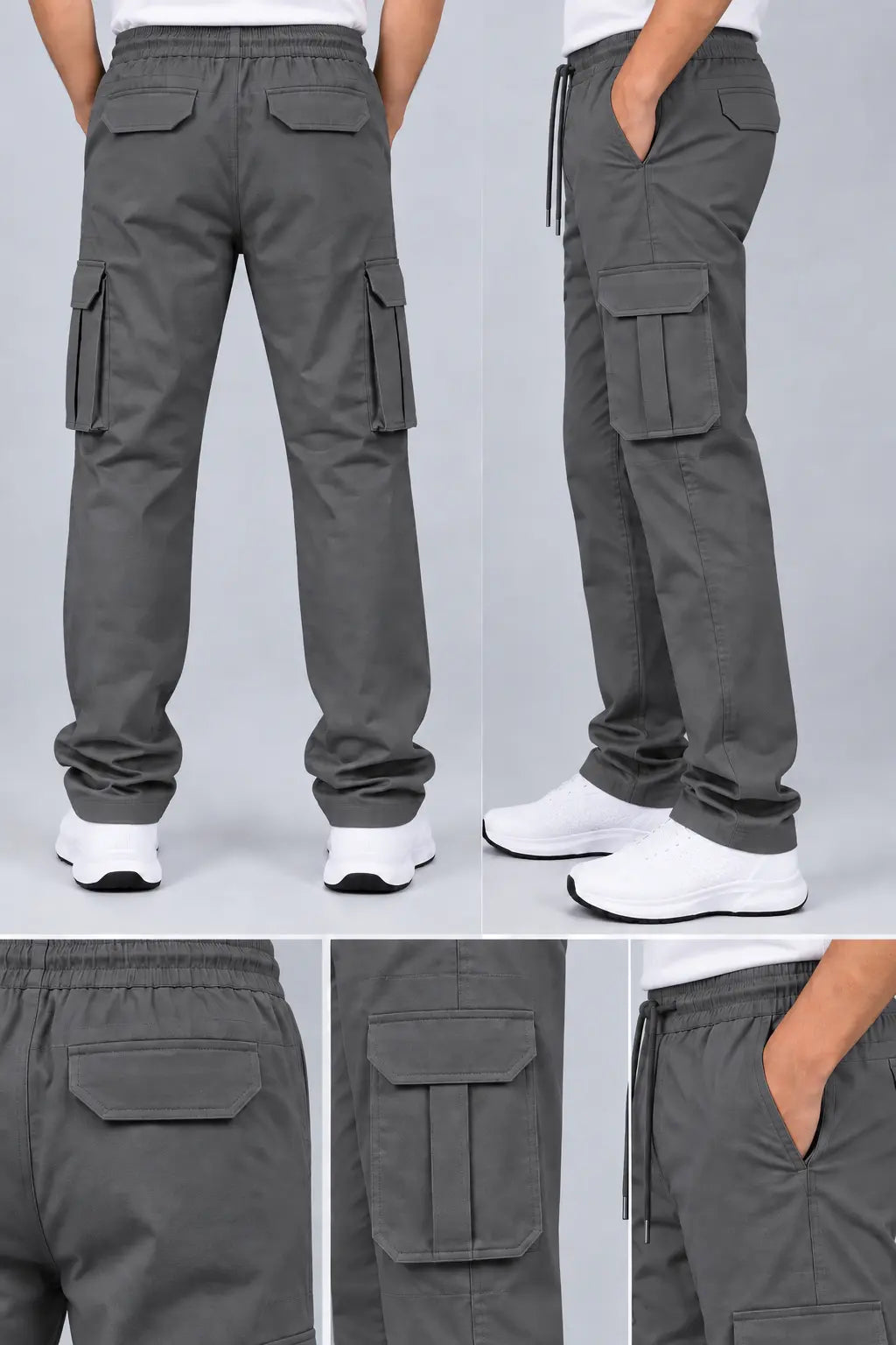 6 Pockets Relaxed Fit Cargo - Grey