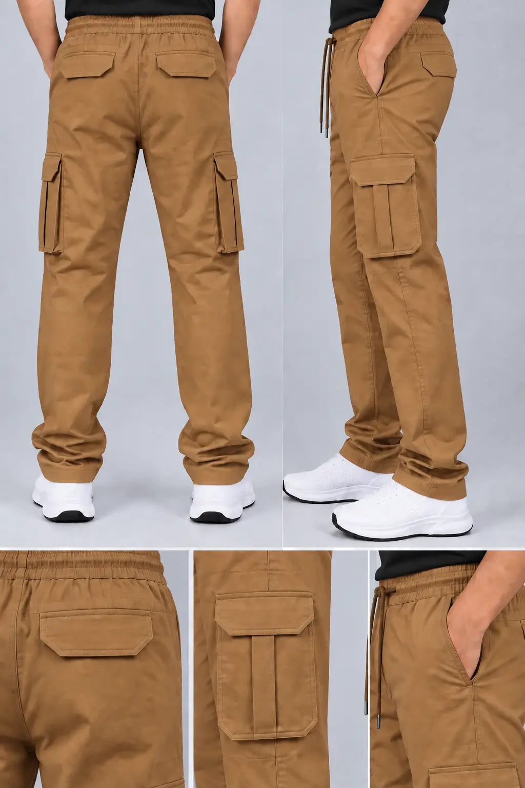 6 Pocket Relaxed Fit Cargo - Camel