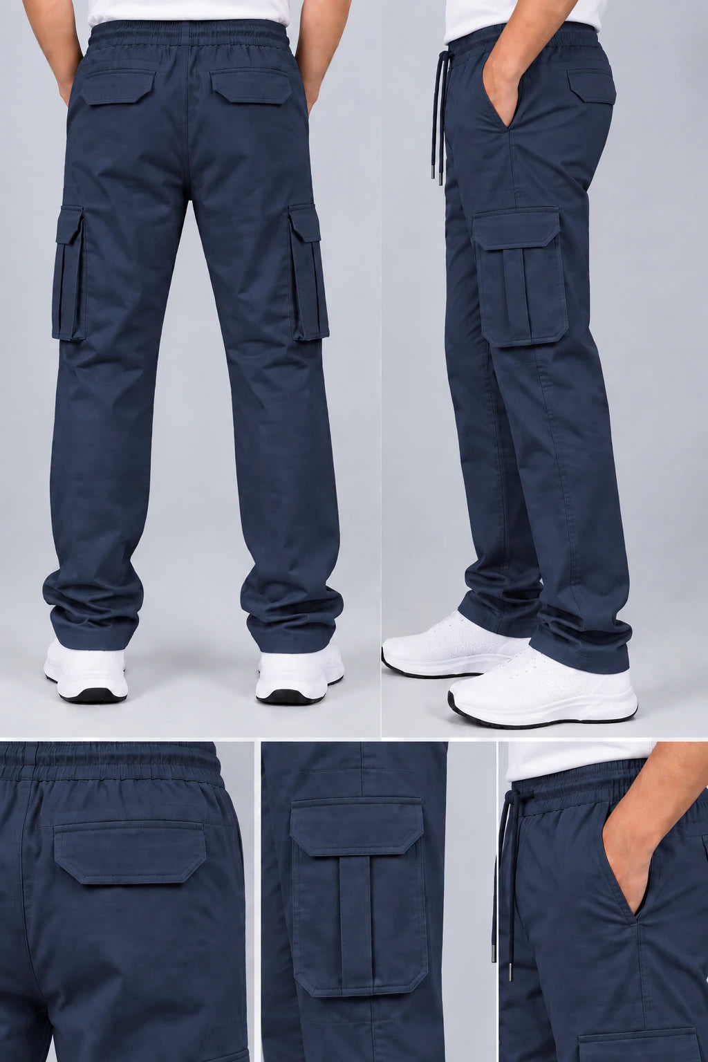 6 Pocket Relaxed Fit Cargo - Navy Blue