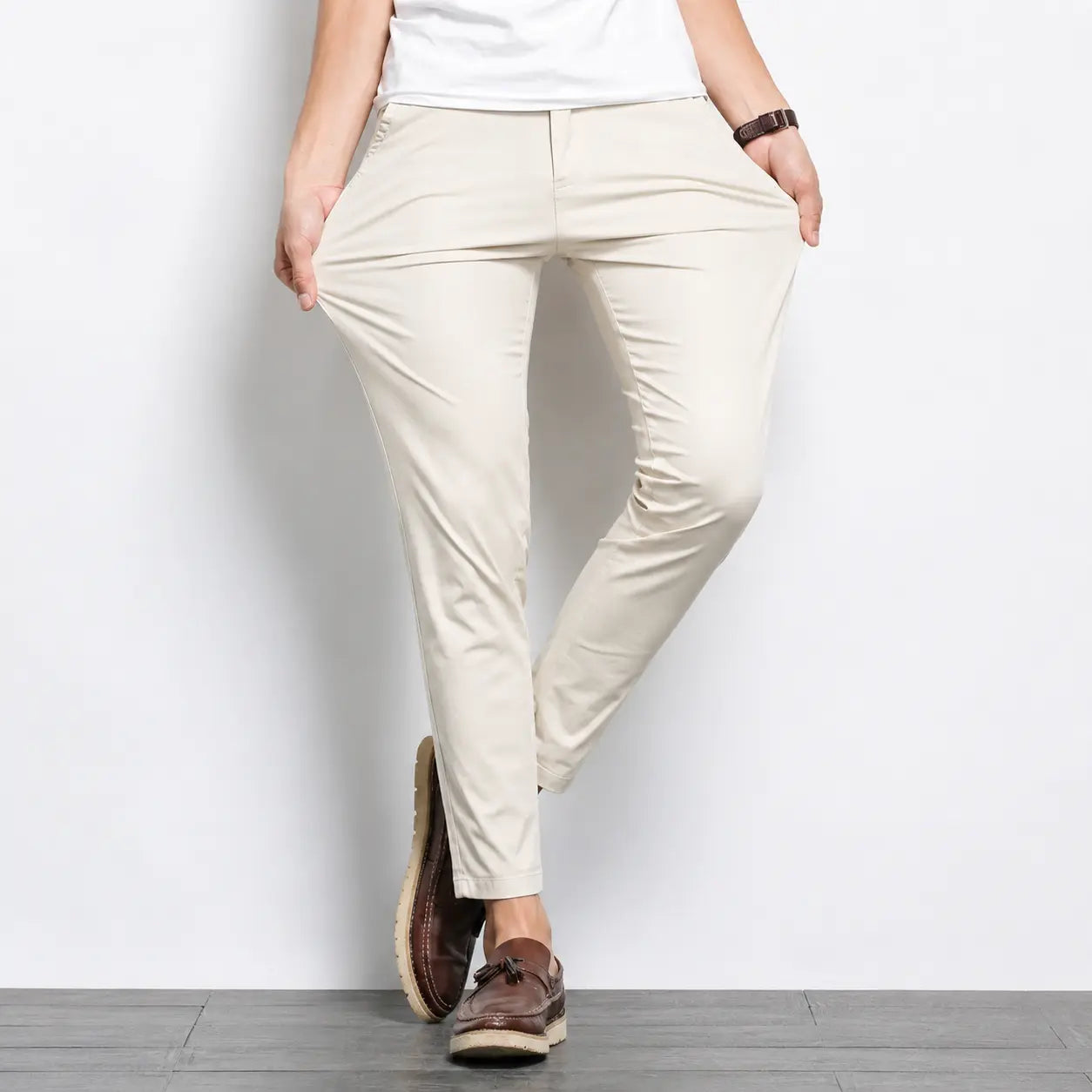 Crystal White Cotton Chino