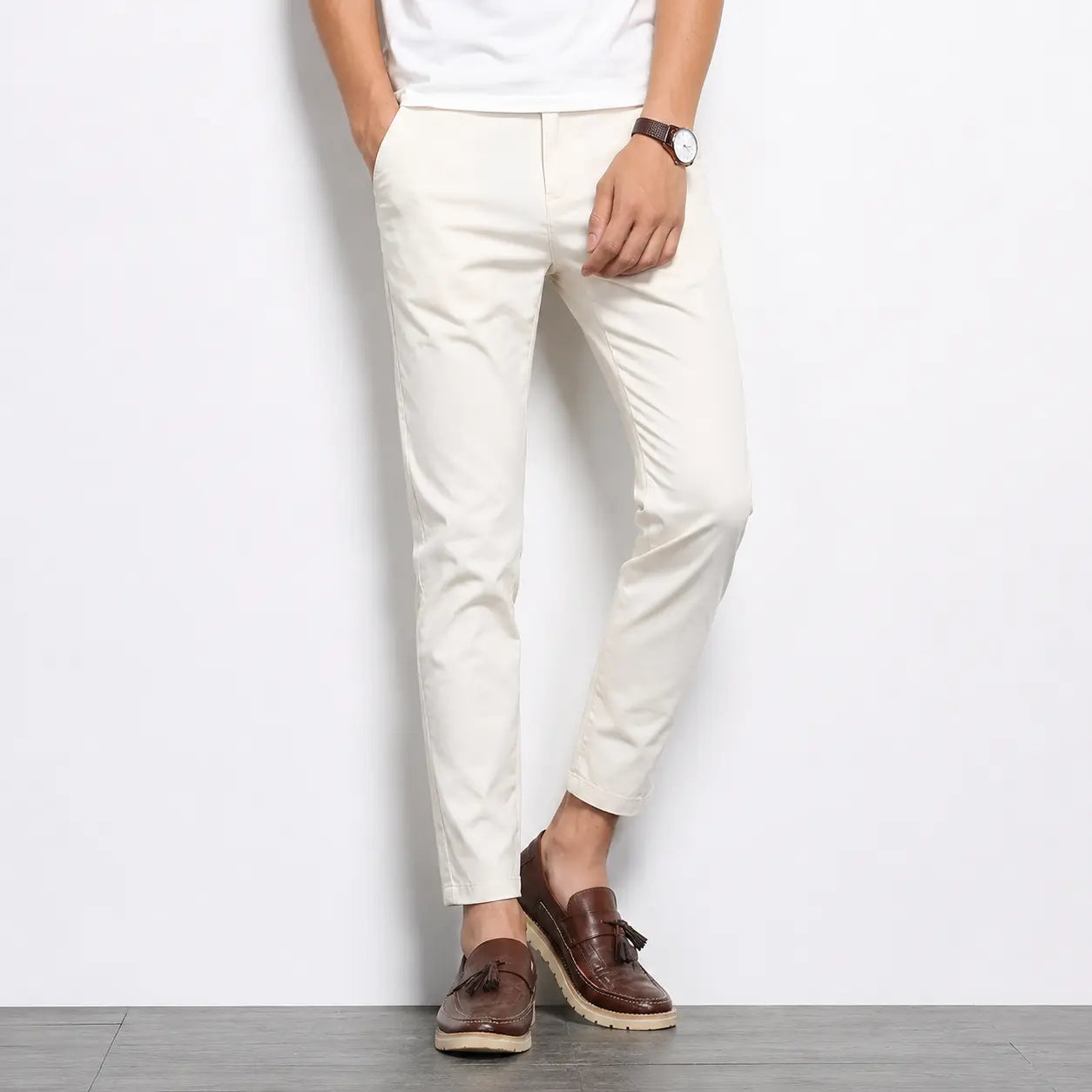 Crystal White Cotton Chino