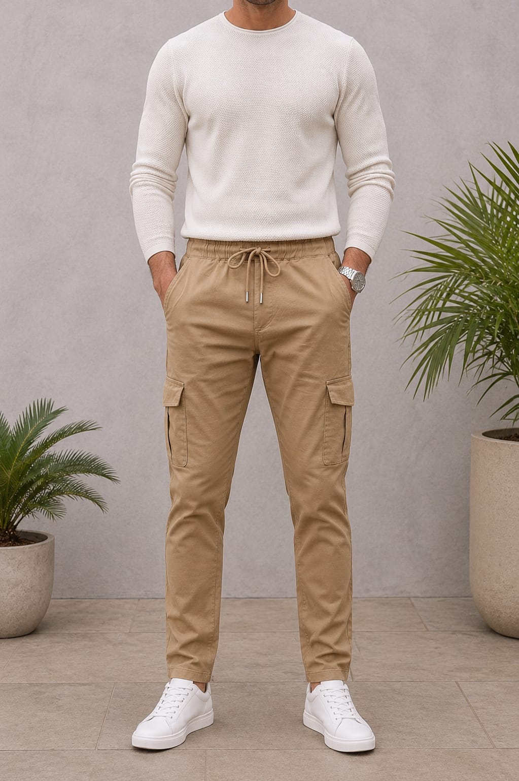 6-Pocket Relaxed Fit Cargo-Brown