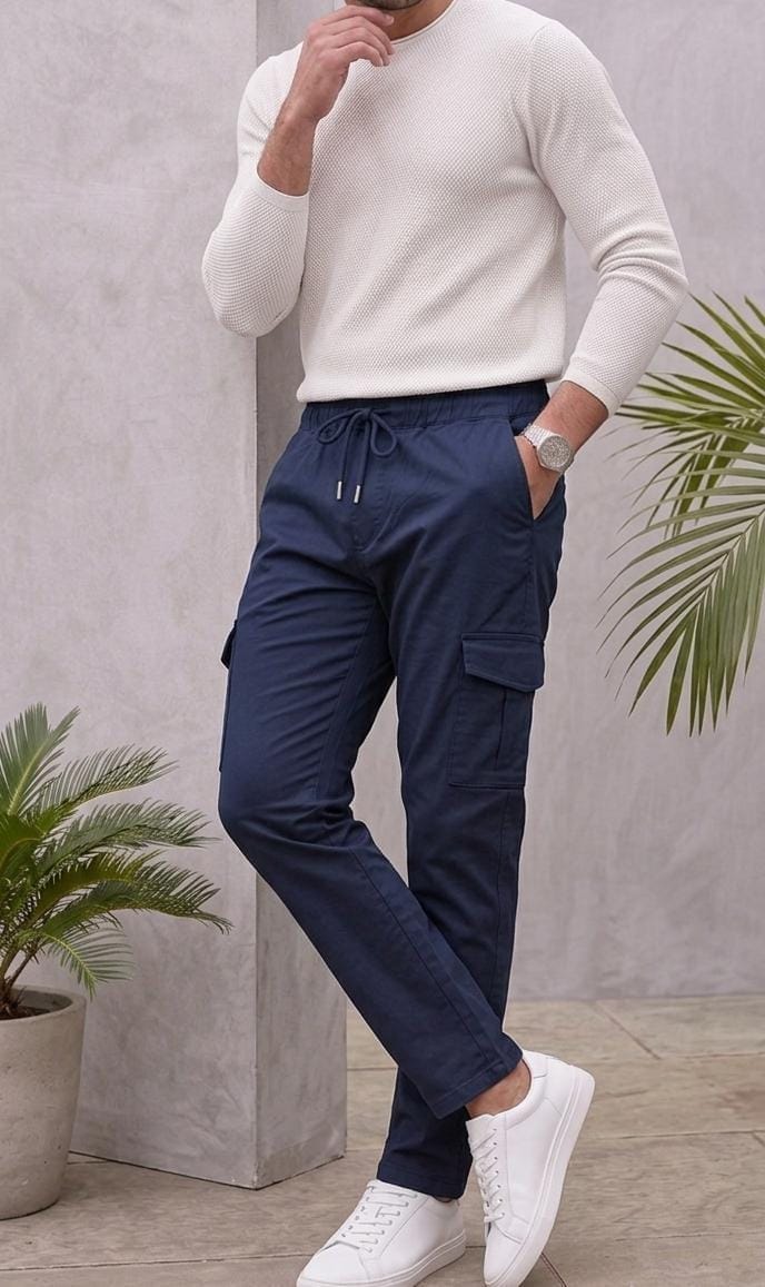 6-Pocket Relaxed Fit Cargo-Navy Blue