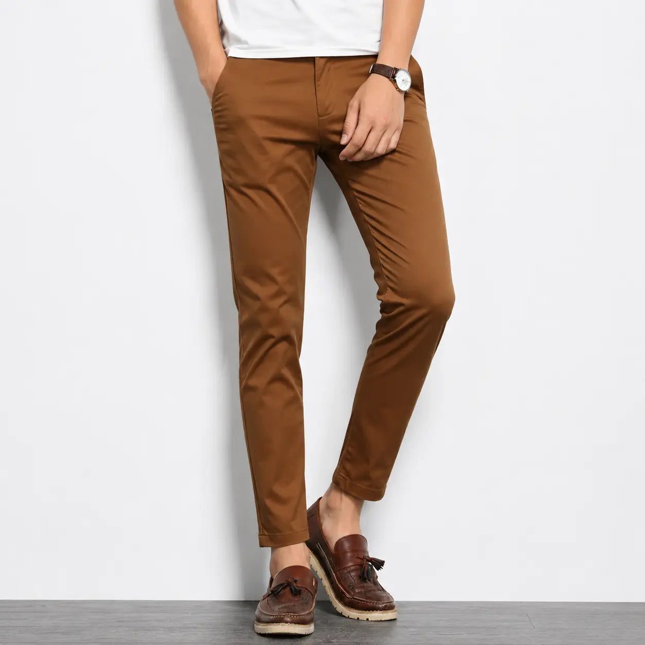 Dark Brown Cotton Chinos