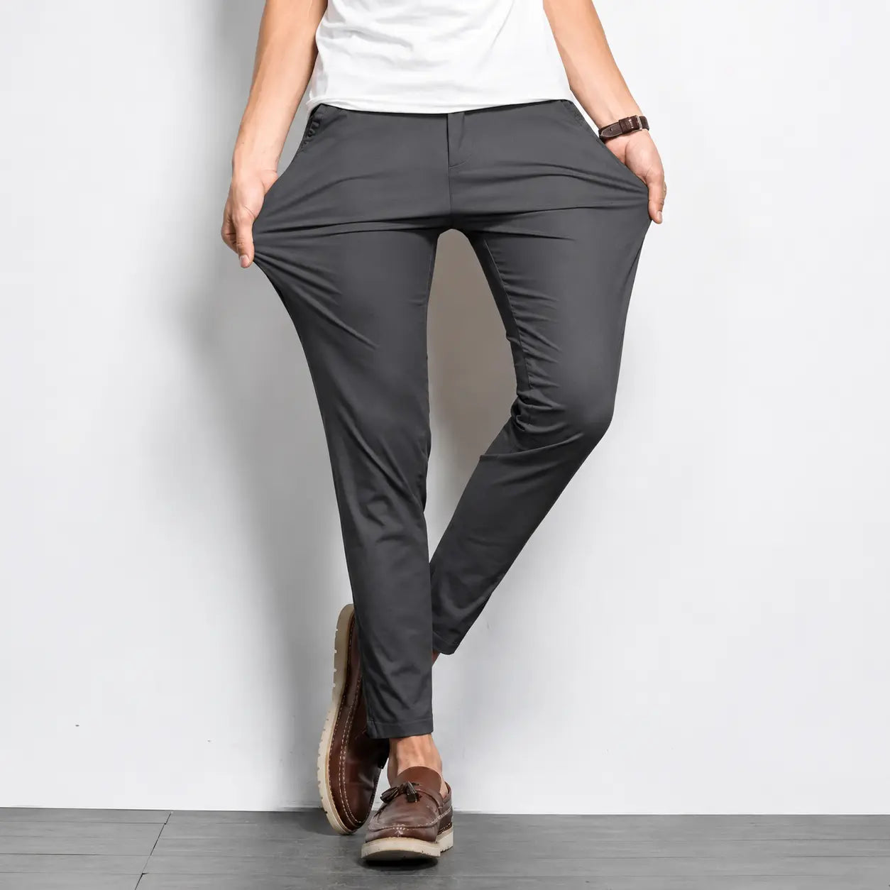 Charcoal Grey Cotton Chino