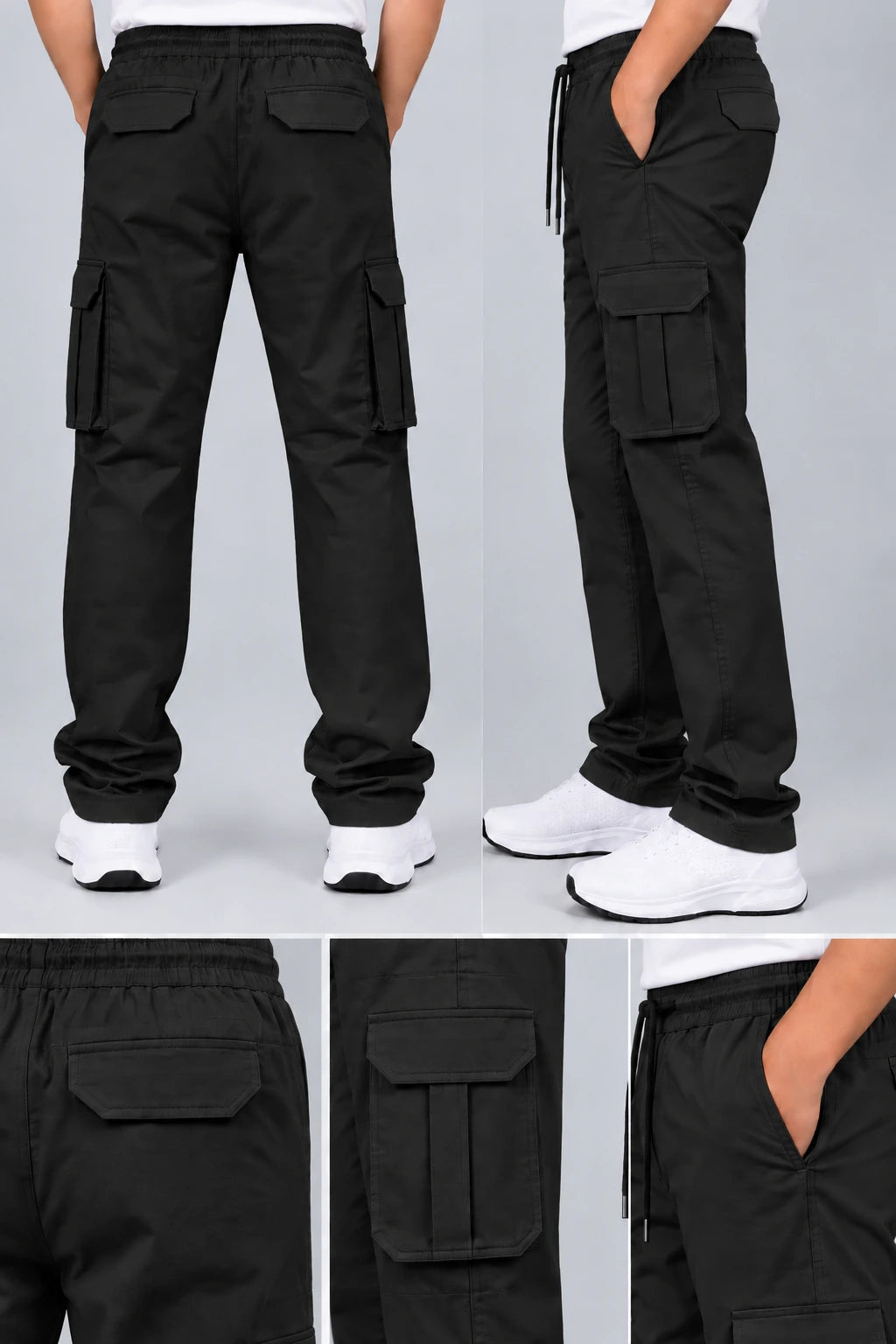 6 Pockets Relaxed Fit Cargo - Black