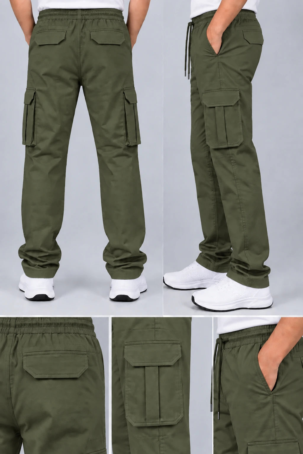 6 Pockets Relaxed Fit Cargo - Army Green