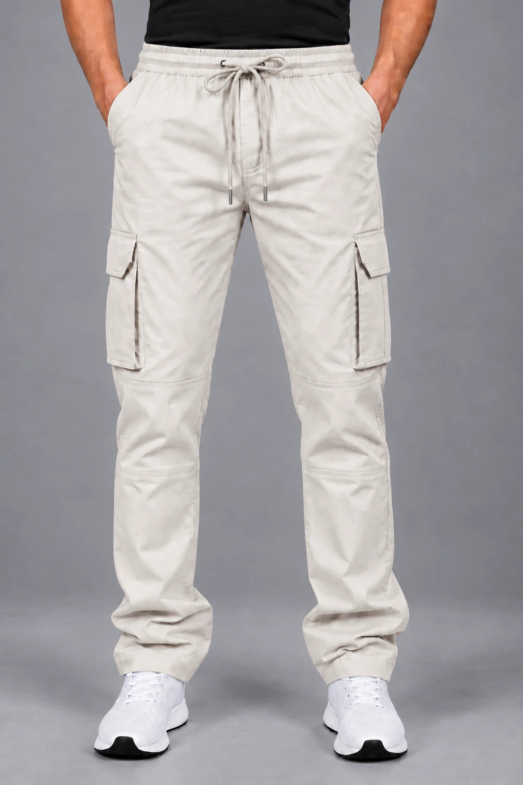 6 Pocket Relaxed Fit Cargo -  Cream White