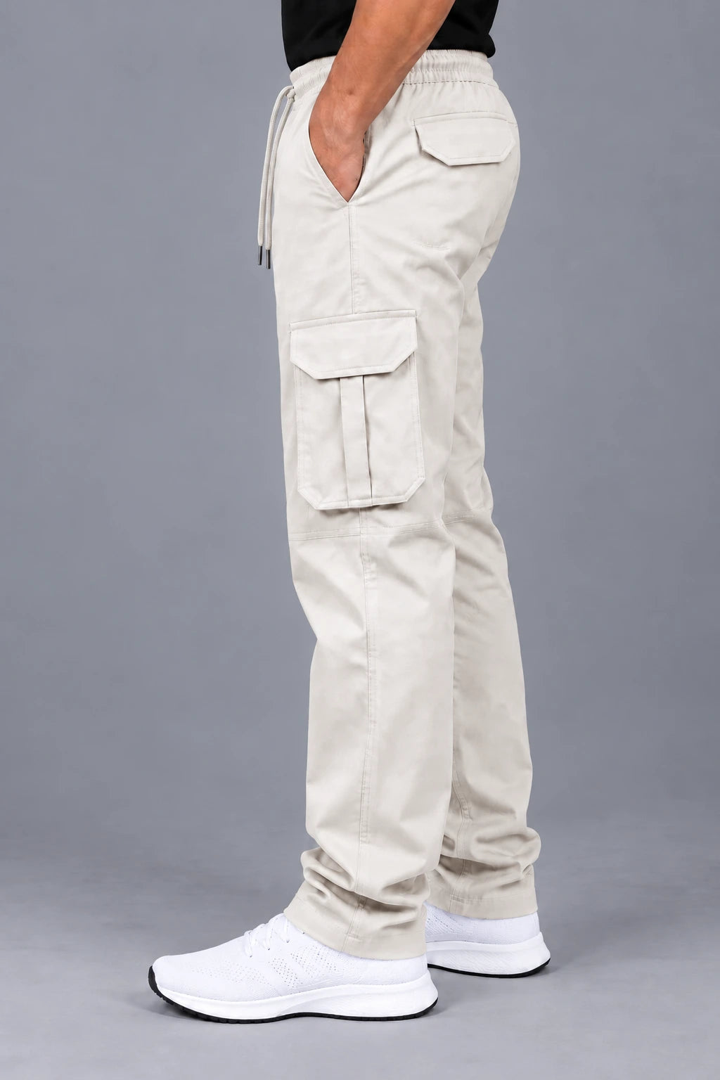 6 Pocket Relaxed Fit Cargo -  Cream White
