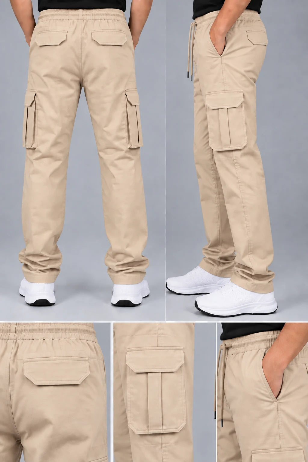 6 Pocket Relaxed Fit Cargo - Beige