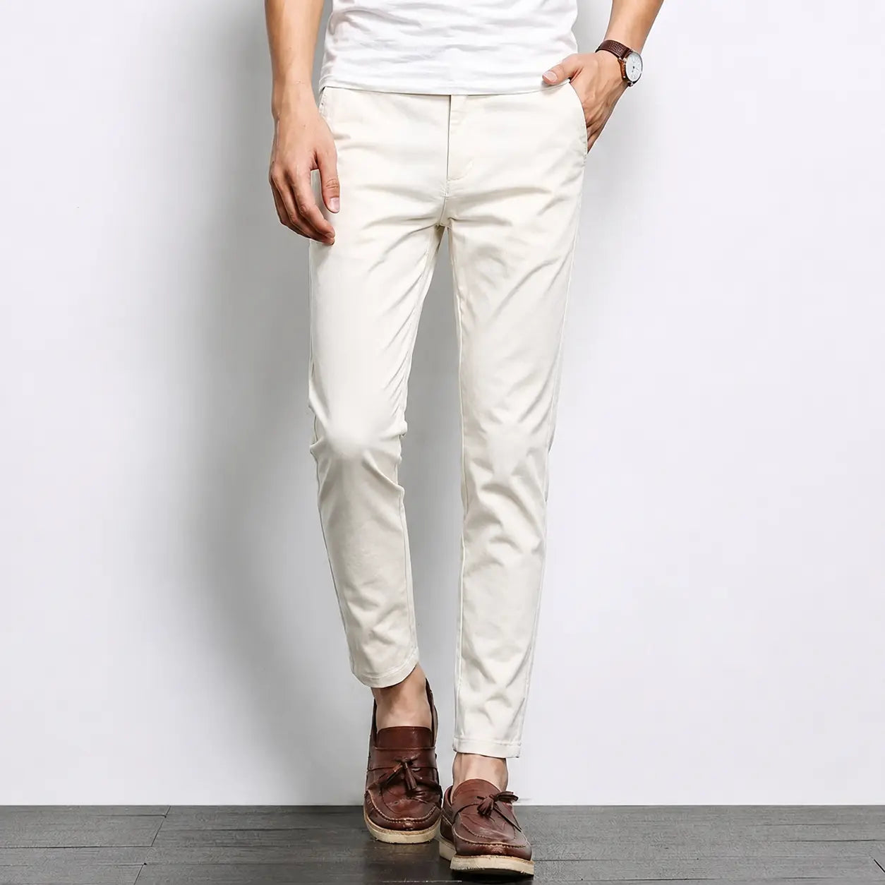 Crystal White Cotton Chino