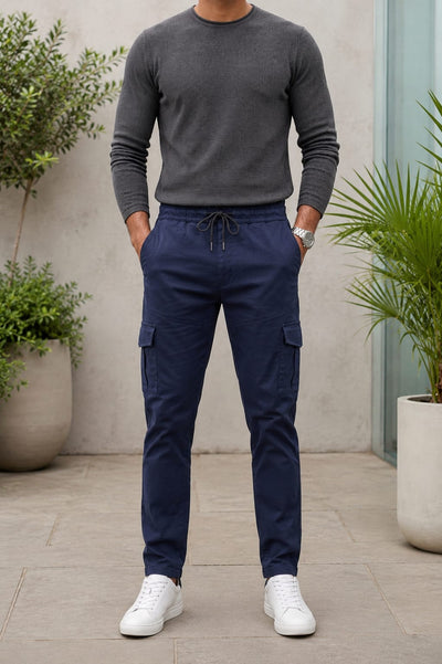 6-Pocket Relaxed Fit Cargo-Navy Blue
