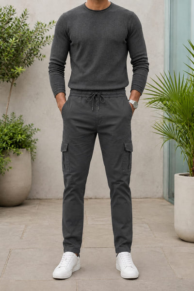 6-pockets Relaxed Fit Cargo-Grey