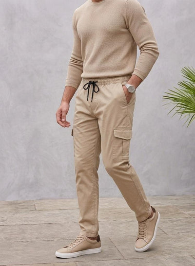 6-pocket Relaxed Fit Cargo-Beige