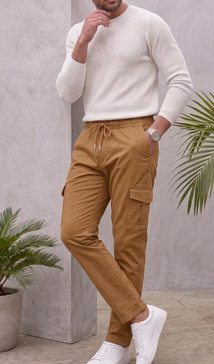6-Pocket Relaxed Fit Cargo-Camel