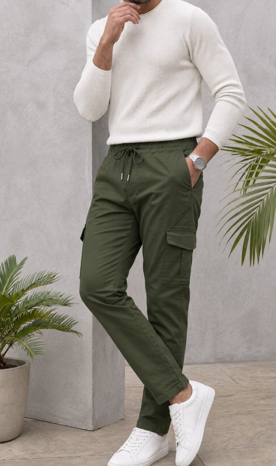 6-pockets   Relaxed   Fit   Cargo-Army Green